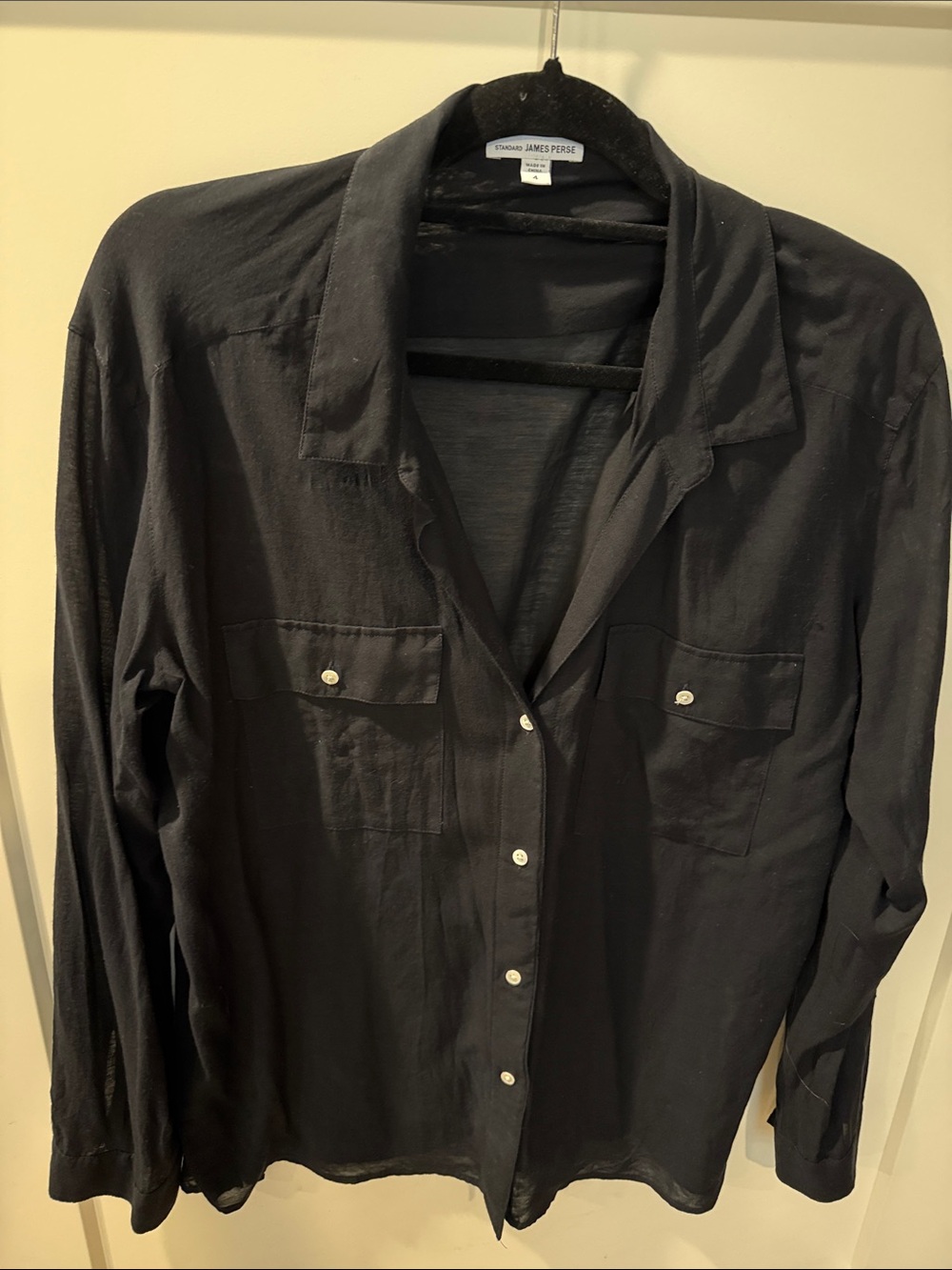 James Perse Black Casual Button-Down Shirt